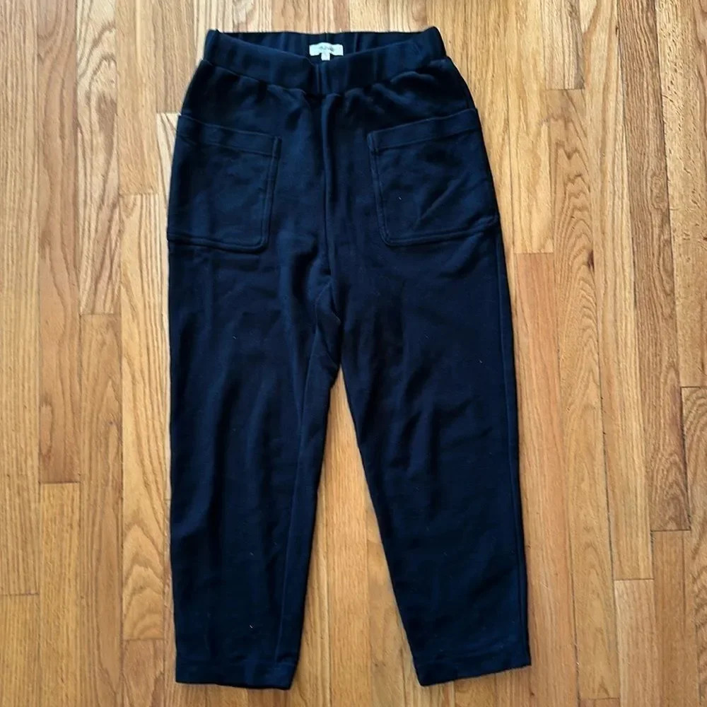 Madewell sz S black Twill jacquard tapered pant pull on pockets elastic waist